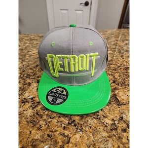 Mens Neon Green/Grey Detroit Tigers Baseball Cap ICON Adjustable Spellout